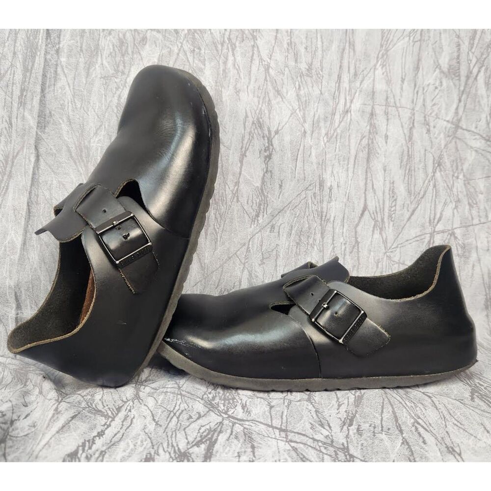 Birkenstock London Black Oiled Leather Clogs Shoes Soft Footbed Eu 40 Women's 9
